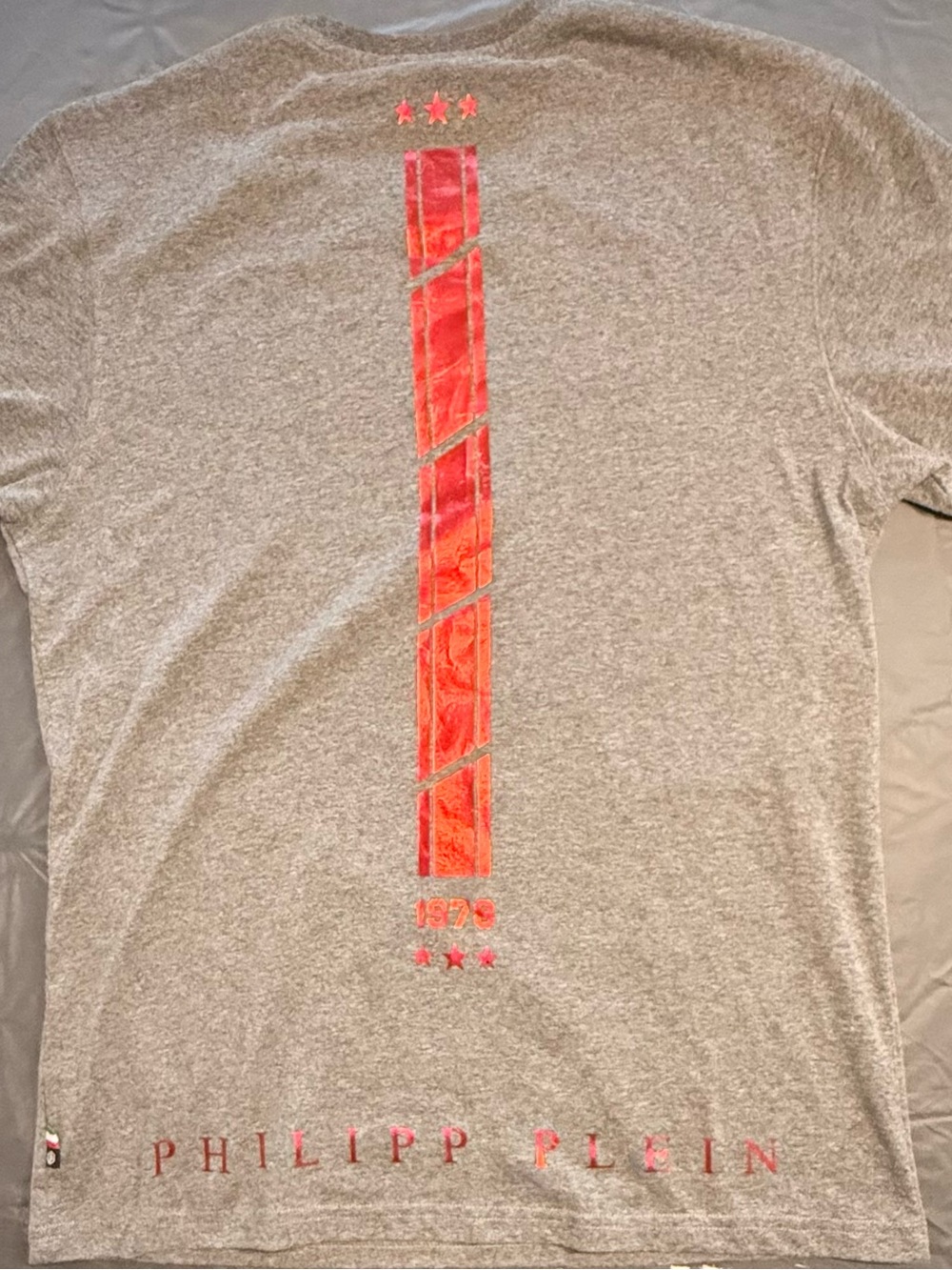 Philipp Plein Men's S Gray Cotton/Poly Logo Graphic Crew Neck Short Sleeve Tee - Picture 2 of 9